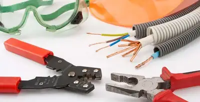Electrical wiring repair with professional tools and safety equipment in Mount Pleasant, SC
